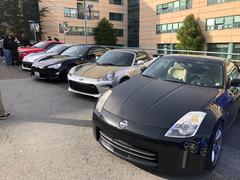Car meetup at San Francisco State University with classic cars and enthusiasts