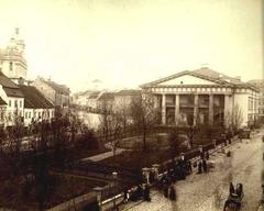 Historic Didžioji Street with buildings and Vilnius Town Hall in 1877