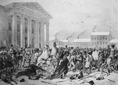 French Army retreat through Vilnius Town Hall Square in 1812