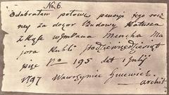 Receipt of Wawrzyniec Gucewicz for six months supervision of Vilnius Town Hall construction in 1797