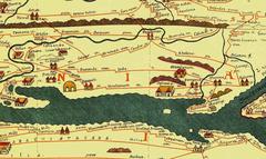 Ancient map segment depicting Pompeii area from the Tabula Peutingeriana