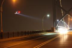 Great Lakes OAM ASTAR-350 helicopter searching the Ambassador Bridge after a bomb threat
