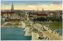 Historic view of Friedrich-August-Brücke in Dresden, 1915