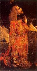 Portrait of King Stjepan Tomašević kneeling before the Savior, 1461, distemper and gilding on board