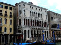 Loredan Palace with Byzantine architecture and Renaissance balcony overlooking Canal Grande in Venice