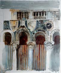 Marble inlay study on Casa Loredan's front in Venice