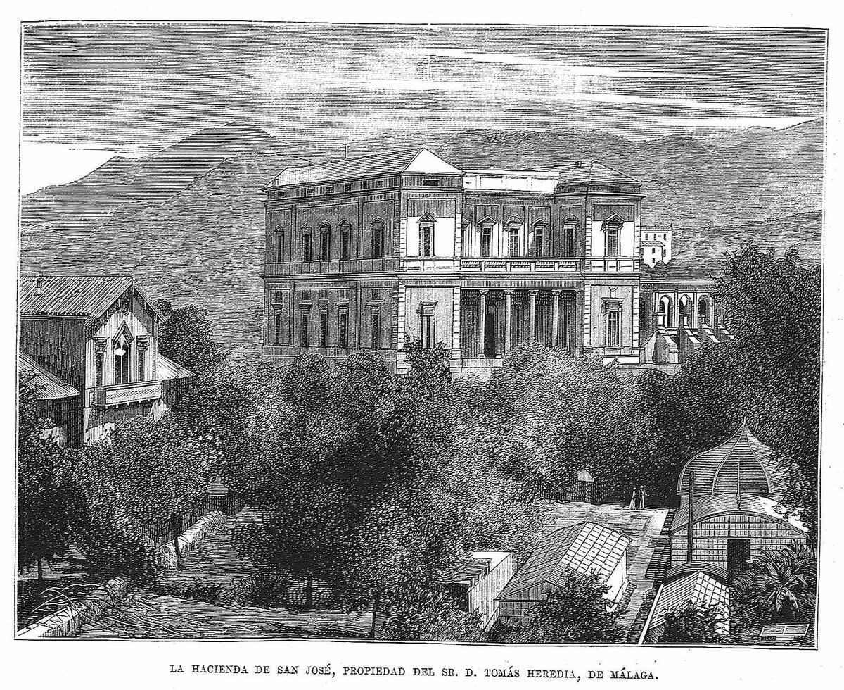 Historic San José estate belonging to Mr. Tomás Heredia in Málaga, depicting agriculture and gardening activities