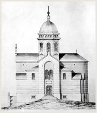 Architectural drawing of the south facade of Church of Saint Dimitrije Hariseva Chapel in Zemun