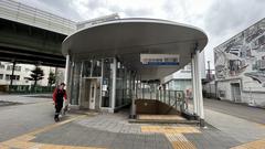 Hanshin Sakuragawa Station Exit 1 with urban surroundings