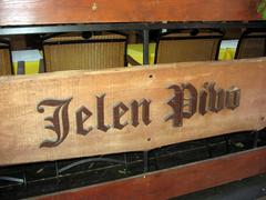 Inscription 'Jelen pivo' in the cafe 'Dva jelena' in Skadarlija, Belgrade