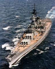 USS Wisconsin (BB-64) battleship underway at sea circa 1988-1991