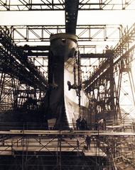 USS Wisconsin BB 64 battleship under construction at Philadelphia Navy Yard January 1944