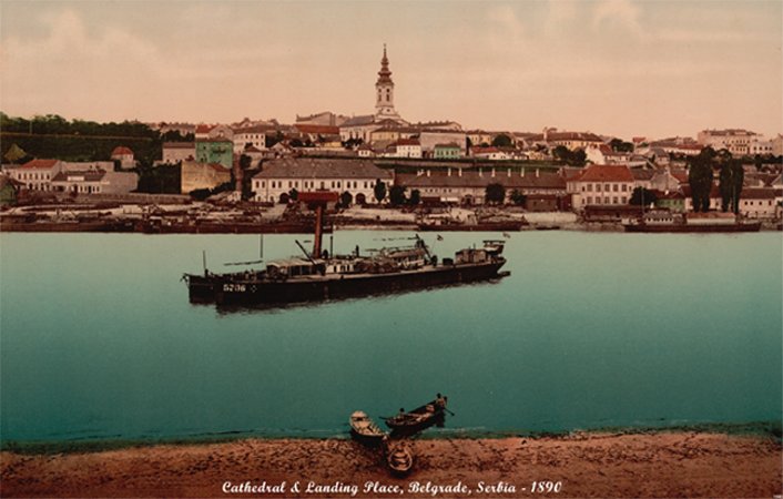 Historic Cathedral and Landing Place in Belgrade, Serbia, 1890
