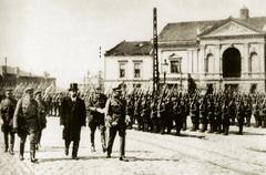 Lithuanian Prime Minister Ernestas Galvanauskas participating in the rebels parade in Klaipėda, 1923