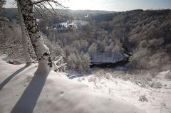 Winter view from Puckoriu atodanga with snowy landscape in Vilnius, Lithuania