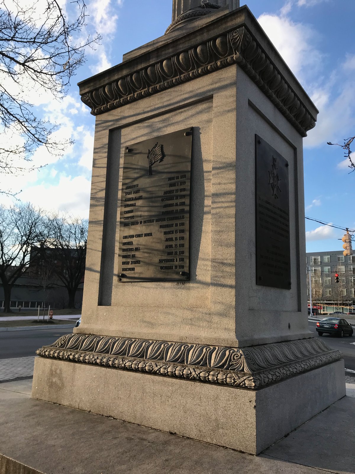 Base Maryland Line Monument Baltimore Mount Royal Avenue Cathedral Street