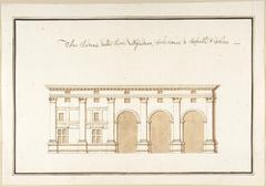 Architectural drawing of the Garden Elevation of the Villa Madama, Rome