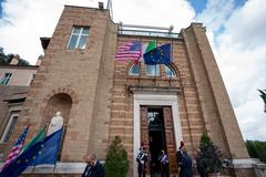 U.S. Secretary of State Michael R. Pompeo arriving at Villa Madama in Rome Italy on October 2 2019
