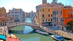 Scenic view of Ponte delle Guglie bridge over the canal in Venice, Italy