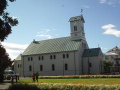 Reykjavik Cathedral exterior view with clear sky