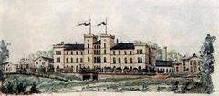Historic Hauptbahnhof Saarbrücken building in 1862