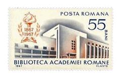 Romanian postage stamp commemorating the 100th anniversary of the Library of the Romanian Academy in 1967