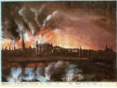 Fire at the Residenzschloss in Düsseldorf after shelling on October 6 and 7, 1794