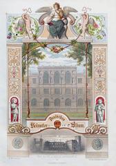 Engraving of the old and new Academy in Düsseldorf by Caspar Scheuren, Deutsches Künstler-Album 1877
