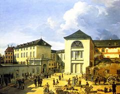 Historic painting of the old Kunstakademie in Düsseldorf by Andreas Achenbach, 1831