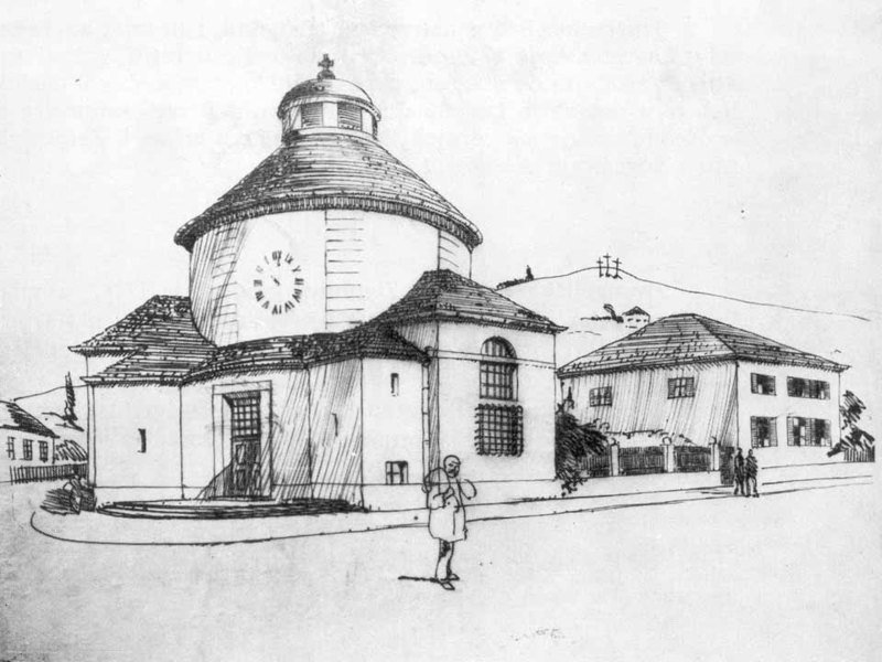 Architectural drawing of the Evangelical Church in Zemun, Belgrade by Hugo Ehrlich