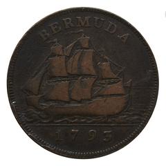 1793 George III Bermuda 1 Penny coin