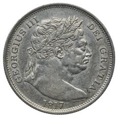 British half crown coin from 1817 featuring King George III