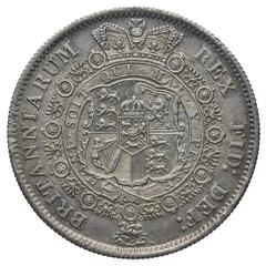 British half crown coin from 1817 featuring King George III with Latin inscriptions