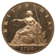 1790 British penny coin featuring King George III