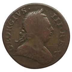 1773 Great Britain George III half penny coin with Latin inscriptions