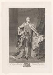 Portrait etching of King George III of the United Kingdom, created by William Wynne Ryland after Allan Ramsay's painting, London 1761