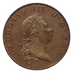1793 George III 1 penny coin from Bermuda