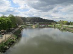 Güdingen lock and weir on the Saar river, historic cultural monument