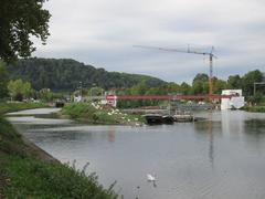Staustufe Güdingen lock and weir on the Saar River in Güdingen, Germany