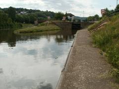 Staustufe Güdingen dam on river Saar, Germany