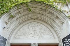 Doorway tympanum artwork by Ulric Henry Ellerhusen at Oriental Institute Museum, University of Chicago