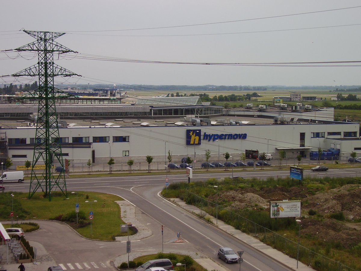 Hypernova supermarket close-up facade at Avion Shopping Park Bratislava Slovakia