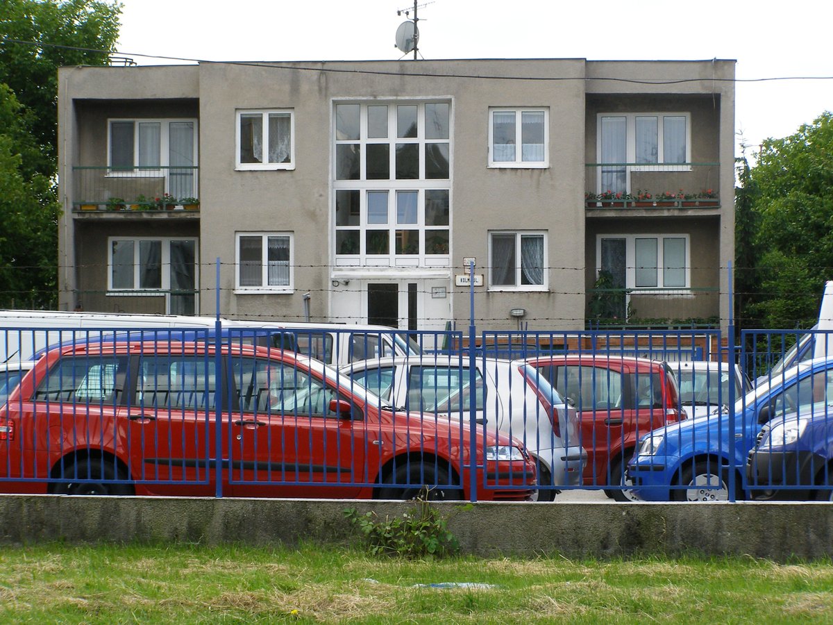 Kolmá street house in Petržalka, Bratislava with a colorful facade and modern architecture