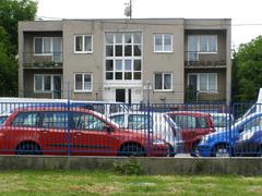 Kolmá street house in Petržalka, Bratislava with a colorful facade and modern architecture