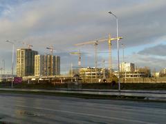 Bratislava cityscape with ongoing construction and modern buildings