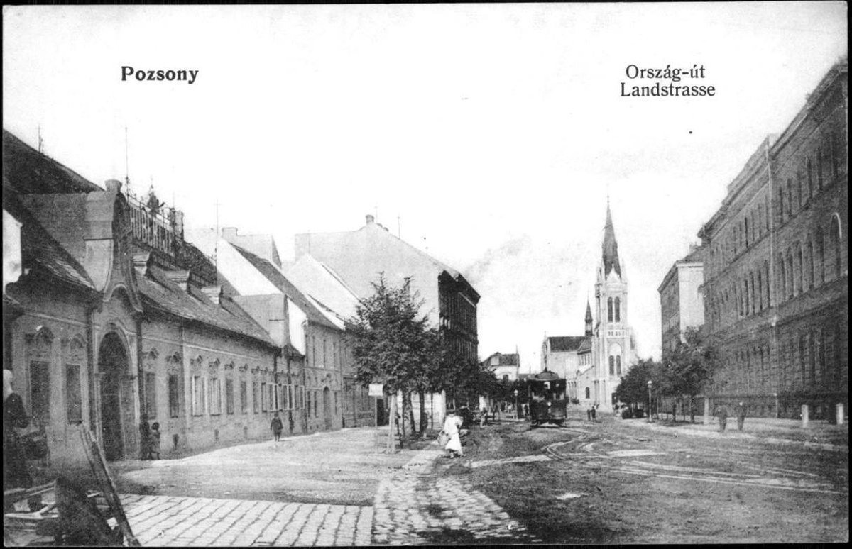 Contemporary postcard around 1900 showing Die Sektkellerei Hubert on Landstraße in Pressburg