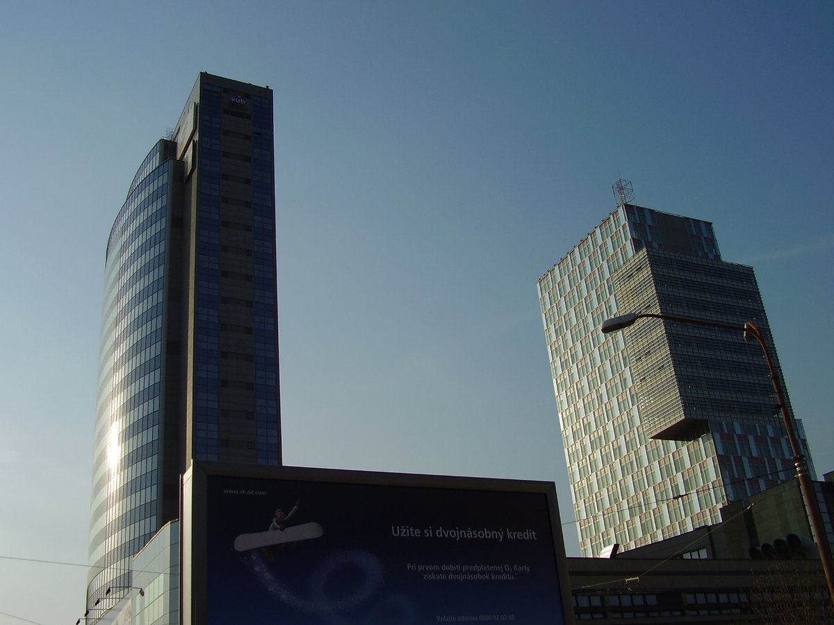 High-rise buildings in the Nivy district of Bratislava