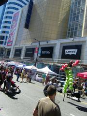 Buskers performing on stilts at Buskerfest 2014