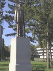 Statue of Nikola Tesla at Belgrade Airport entrance