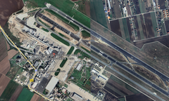 aerial view of Belgrade Airport with runways and surrounding areas